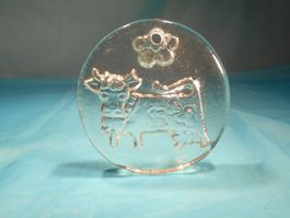 Fensterbild Glas, Kuh, Hergiswiler Glas