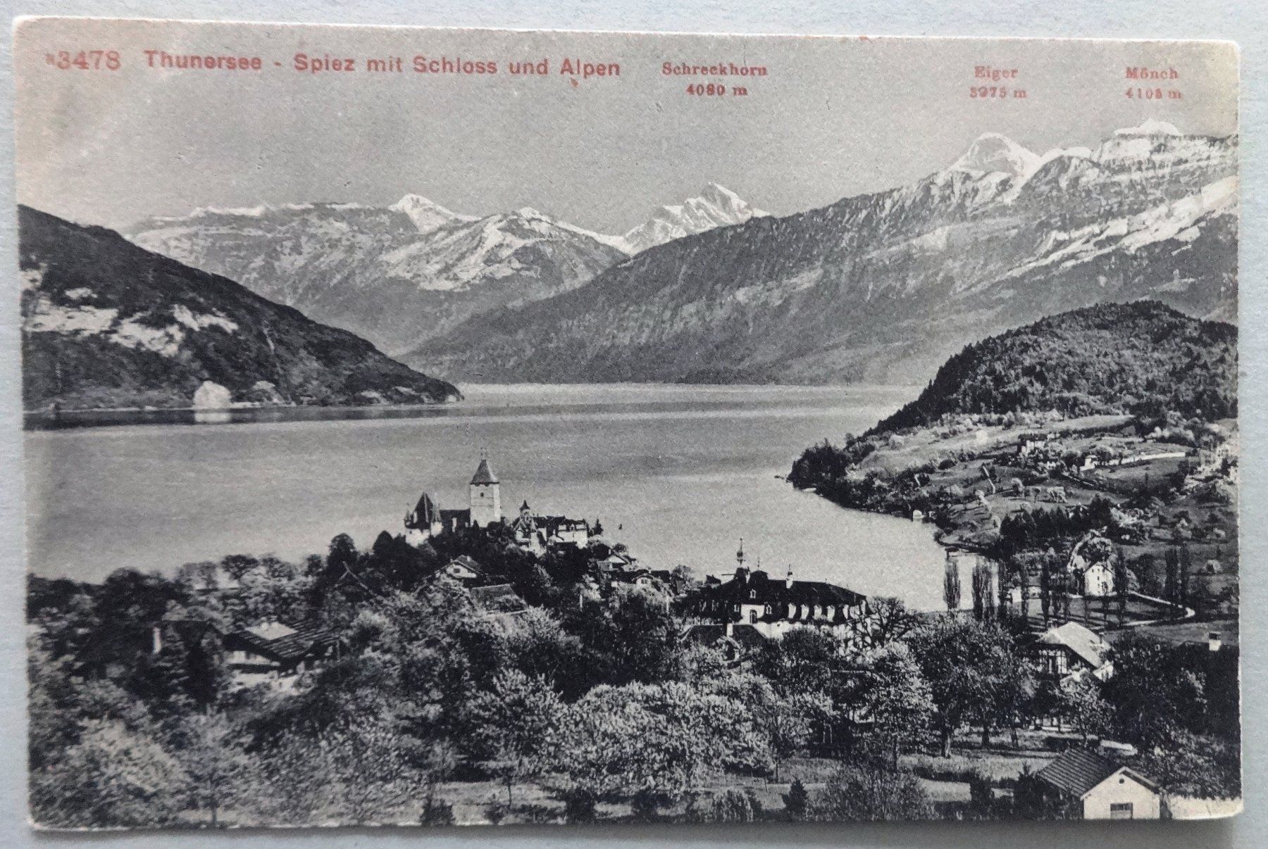 Ansichtskarten: Thunersee - Spiez mit Schloss und Alpen – Gebraucht aus Fétigny von Billy2miny