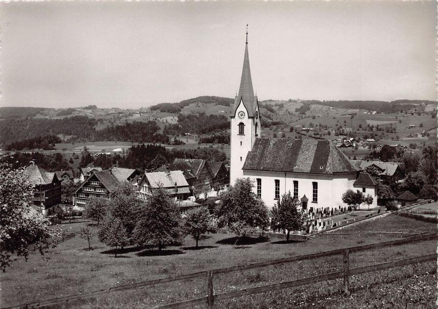 Cartoline postali: Mogelsberg, Kirche, um 1950 – Usato da Frauenfeld venduto da POML