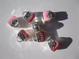 2 Metallperlen, Grosslochperlen, Beads Tasche rosa