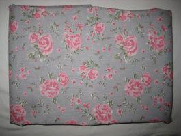 Baumwollstoff grau mit rosa/rose Rosen