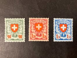 Wappen, **, Kat. 163y-165y, glattes Kreidepapier, KP 220.--