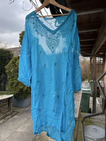 Viskose Sommertunika, Türkis, XL, Strandkleid