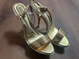 Stiletto Sandale Gold Gr 39 Neu