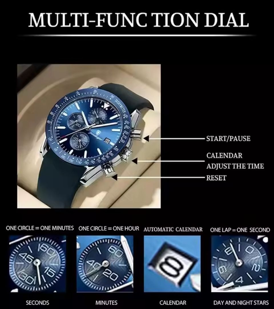 Uhren: Herrenuhr Poedagar Chronograph Lederarmband – Neu und originalverpackt aus Münchenbuchsee von Salezm 3