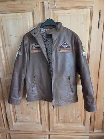 Biker Lederjacke, Braun, Gr. L (50), Top Zustand