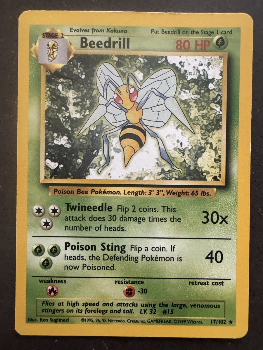 Pokémon Sammelbilder & Trading cards: Beedrill Base Set EN - 17/102 - Ab 1.- – Gebraucht aus Cadro von kiks27