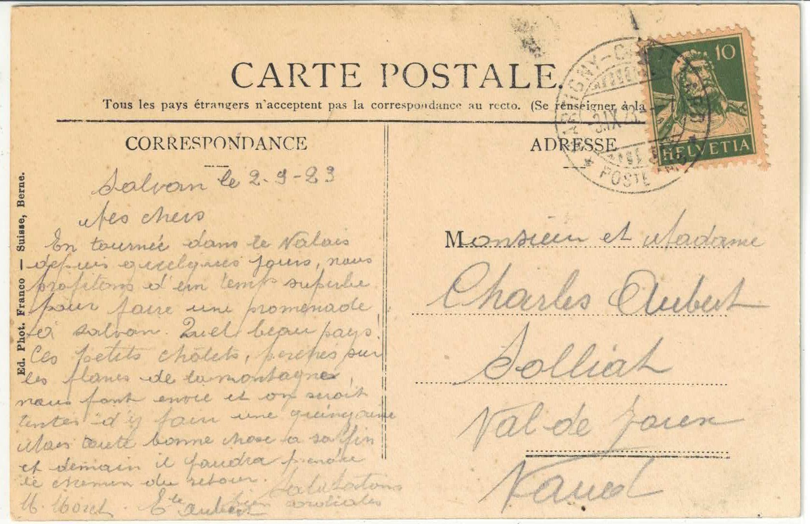 Cartoline postali: Salvan et la pierre a Voir – Usato da Ettingen venduto da Kartenplanet 1