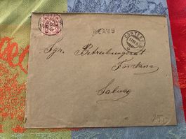 1895 5Rp. auf Beleg von Conters Stabstempel Reams - Saluz