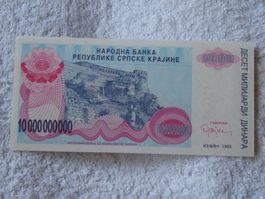 Republik Srpska Krajina 10 Milliarden Dinara 1993, Unc