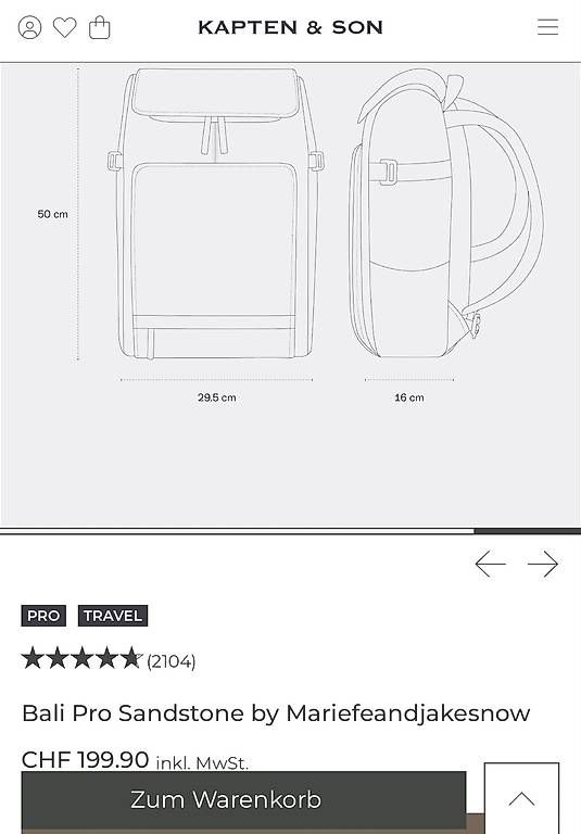 Kapten & Son Zaini: KAPTEN AND SON BALI PRO RUCKSACK BEIGE/ SANDSTONE – Usato da Othmarsingen venduto da yot_ds5b 7