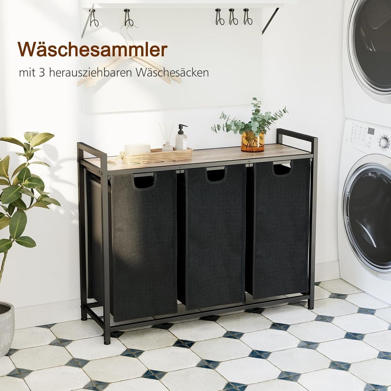 Cesti per biancheria: Wäschekorb 3 Fächer mit Ablage Wäschesortierer Grau – Nuovo e nell'imballaggio originale da Schaffhausen venduto da AllesMussRaus90 6