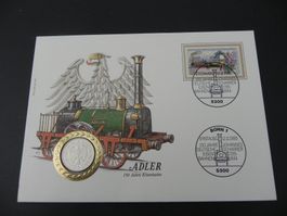 Münzbrief Deutschland 1 Mark 1985 150 Jahre Eisenbahn Adler