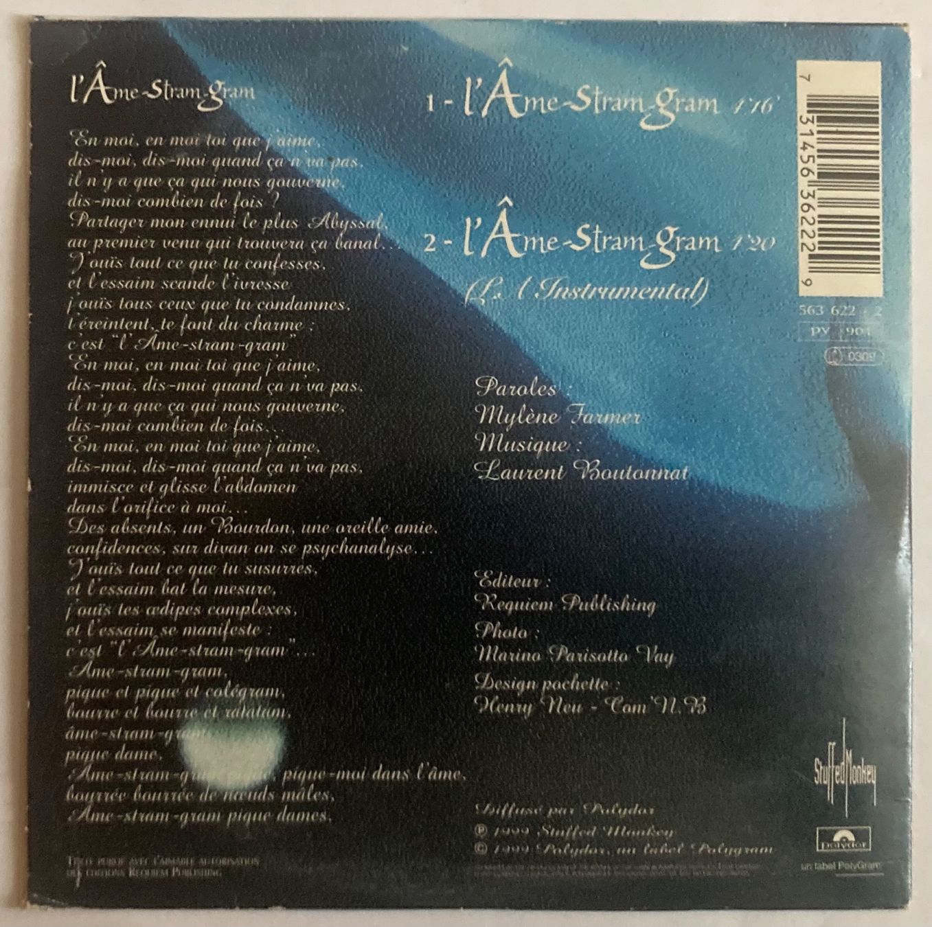 CD: MYLÈNE FARMER - L'ÂME-STRAM-GRAM – Usato da Poliez-Pittet venduto da Newtown-Records 1
