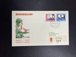 Swissair Erstflugbrief Genf - Algier 1963