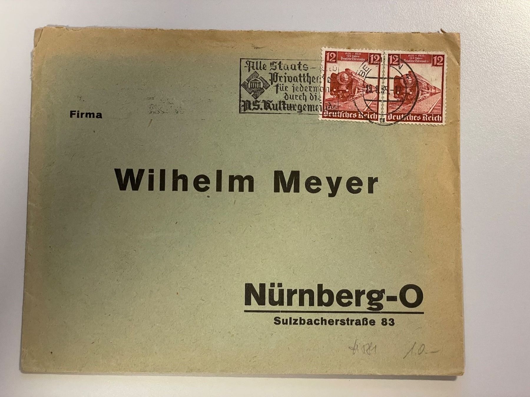 Tutti i francobolli: 1935 Deutsches Reich Brief – Usato da Küssnacht am Rigi venduto da POSTOMASTER