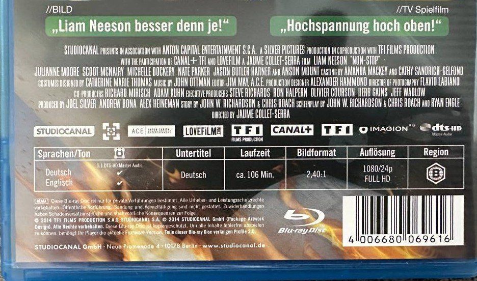 Tutti i DVDs: Non-Stop - Liam Neeson - Blu-ray Disc – Usato da Beringen venduto da Mantafisch1 2