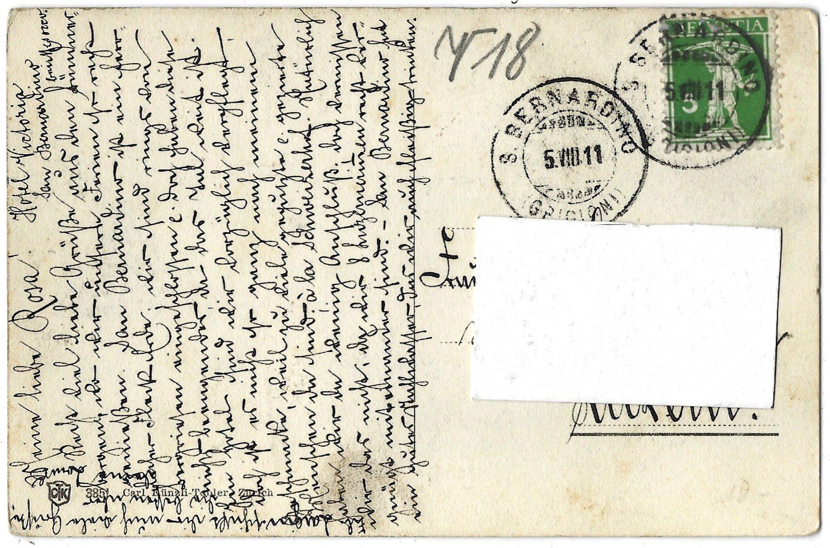 Cartoline postali: S.  Bernardino,  lago  e  ospizio  2063  m. – Usato da Bütschwil venduto da Jackson1A 1