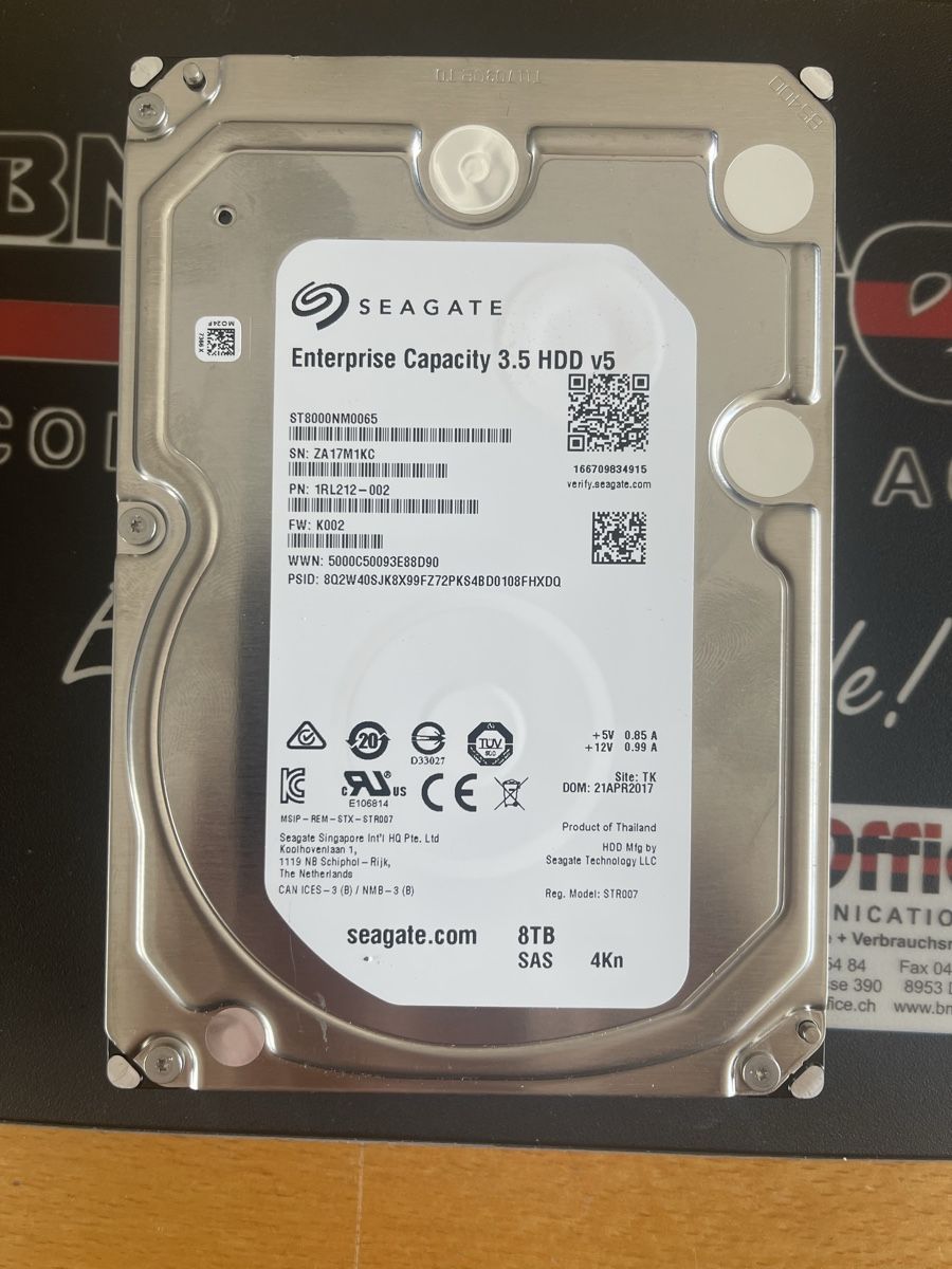 Seagate Dischi rigidi: Seagate Enterprise Capacity 3.5 HDD v5 8TB SAS – Usato da Wängi venduto da Bmo