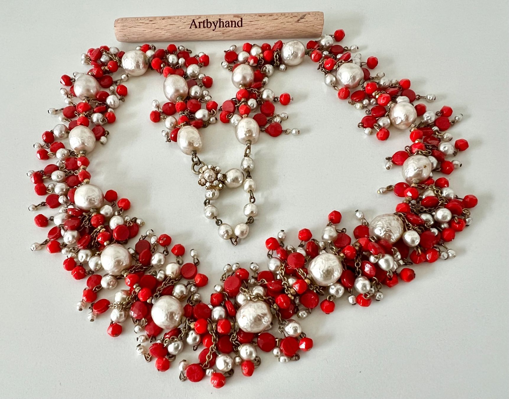 Colliers: Pilgrim Statement Kette Glasperlen Rot Silber 60 cm – D'occasion à Ruswil par artbyhand 4