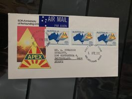 Australien 1981 illustrierter FDC 50 J APEX 22c 3er-Streifen