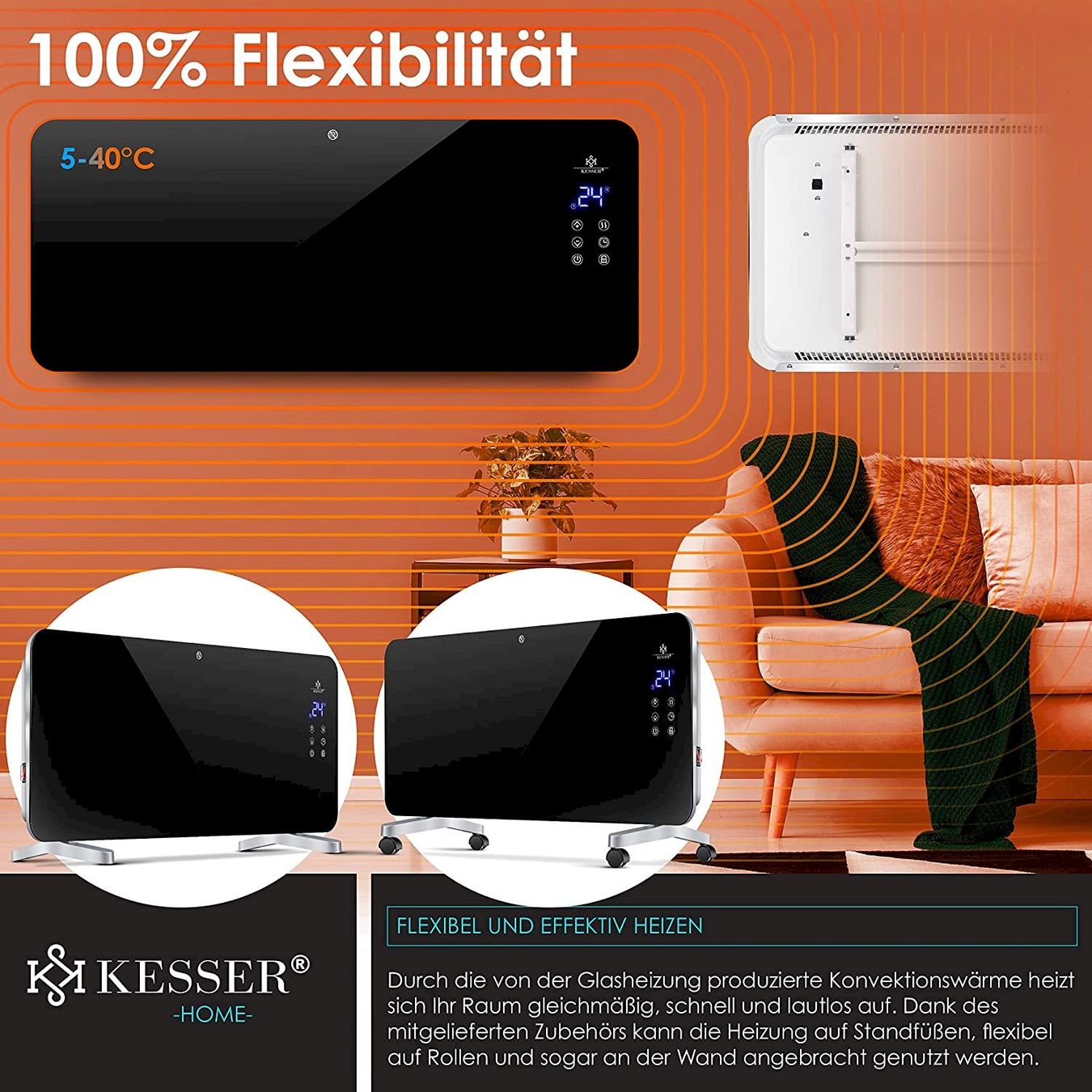 Heizgeräte: Kesser Elektro Glasheizung 2000W schwarz – Neu und originalverpackt aus Bottighofen von zaap 5