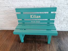 Hochwertige Kindersitzbank aus Massivholz, Geburtsgeschenk
