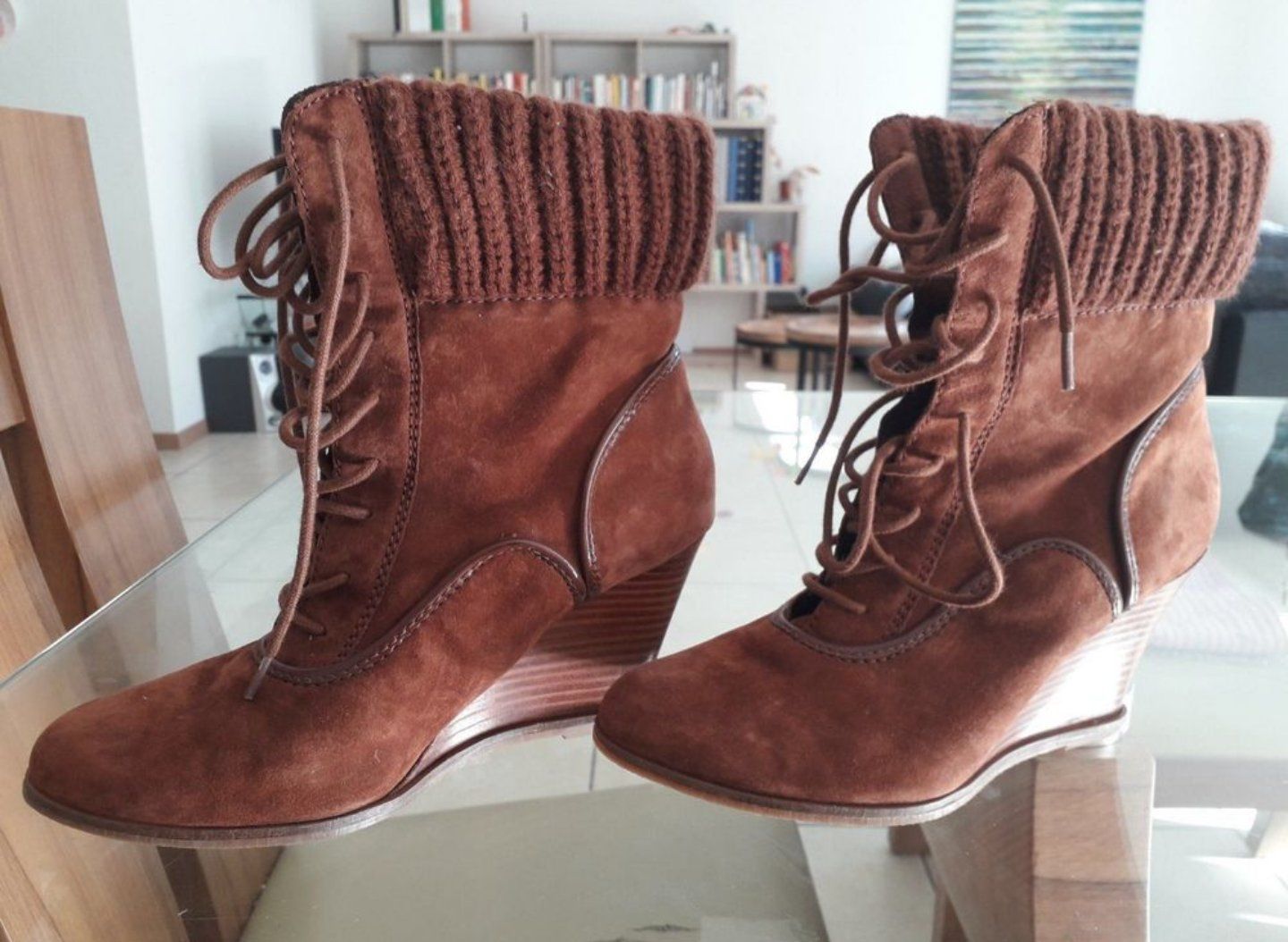 Damenschuhe: Leder Stiefeletten – Gebraucht aus Salenstein von Silly...0 1