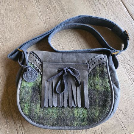 🐸 TASCHE LEDER UND TWEED UMHÄNGETASCHE HANDTASCHE