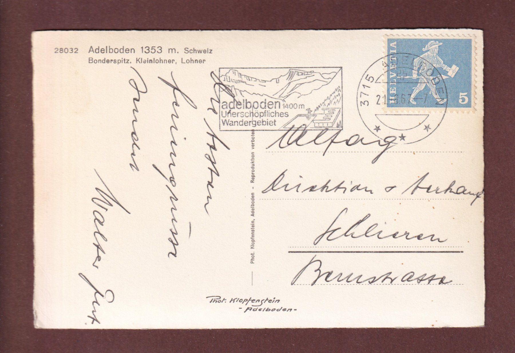 Cartes postales: ADELBODEN - 1967 – D'occasion à Pully par nicecards-shop 1
