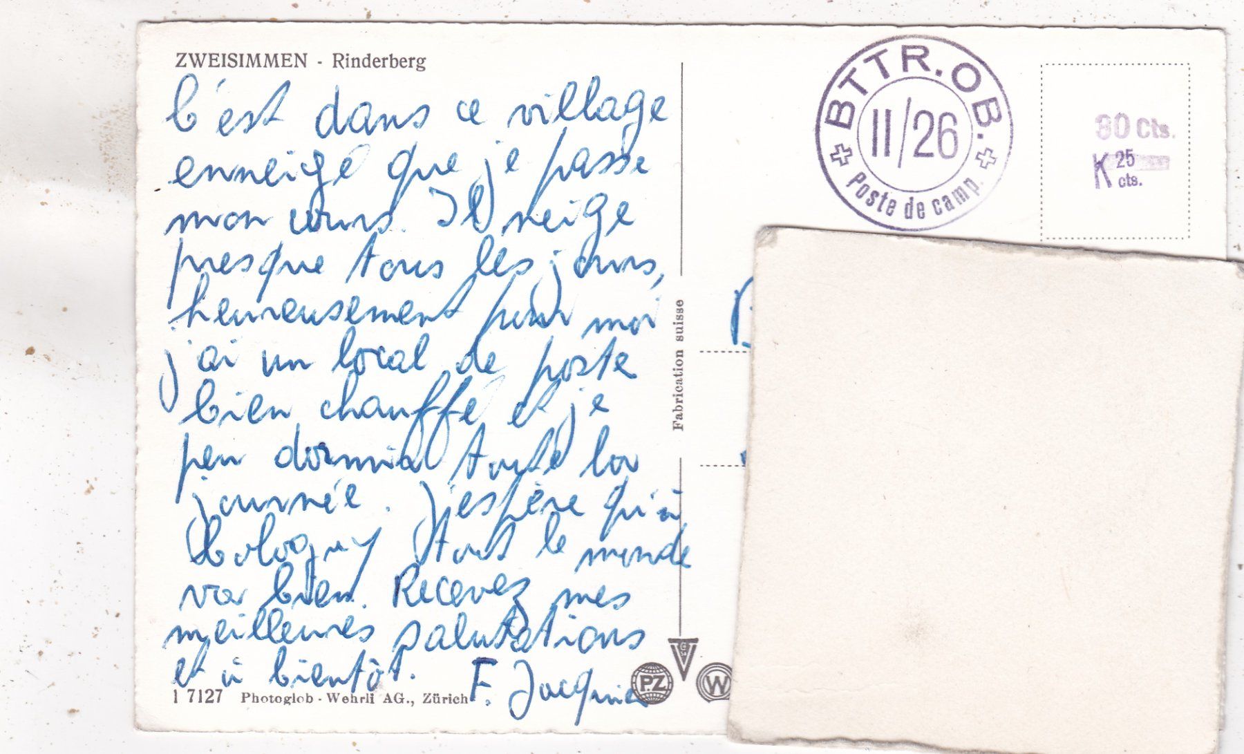 Cartoline postali: Zweisimmen Rinderberg – Usato da Herisau venduto da Lisegrat2008 1