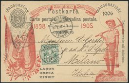 1905 - Ganzsachen - Postkarte · mit Zudruck - Simplon Tunnel