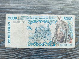 WAS, Ivory Coast 5'000 Francs 1998 !!!!!