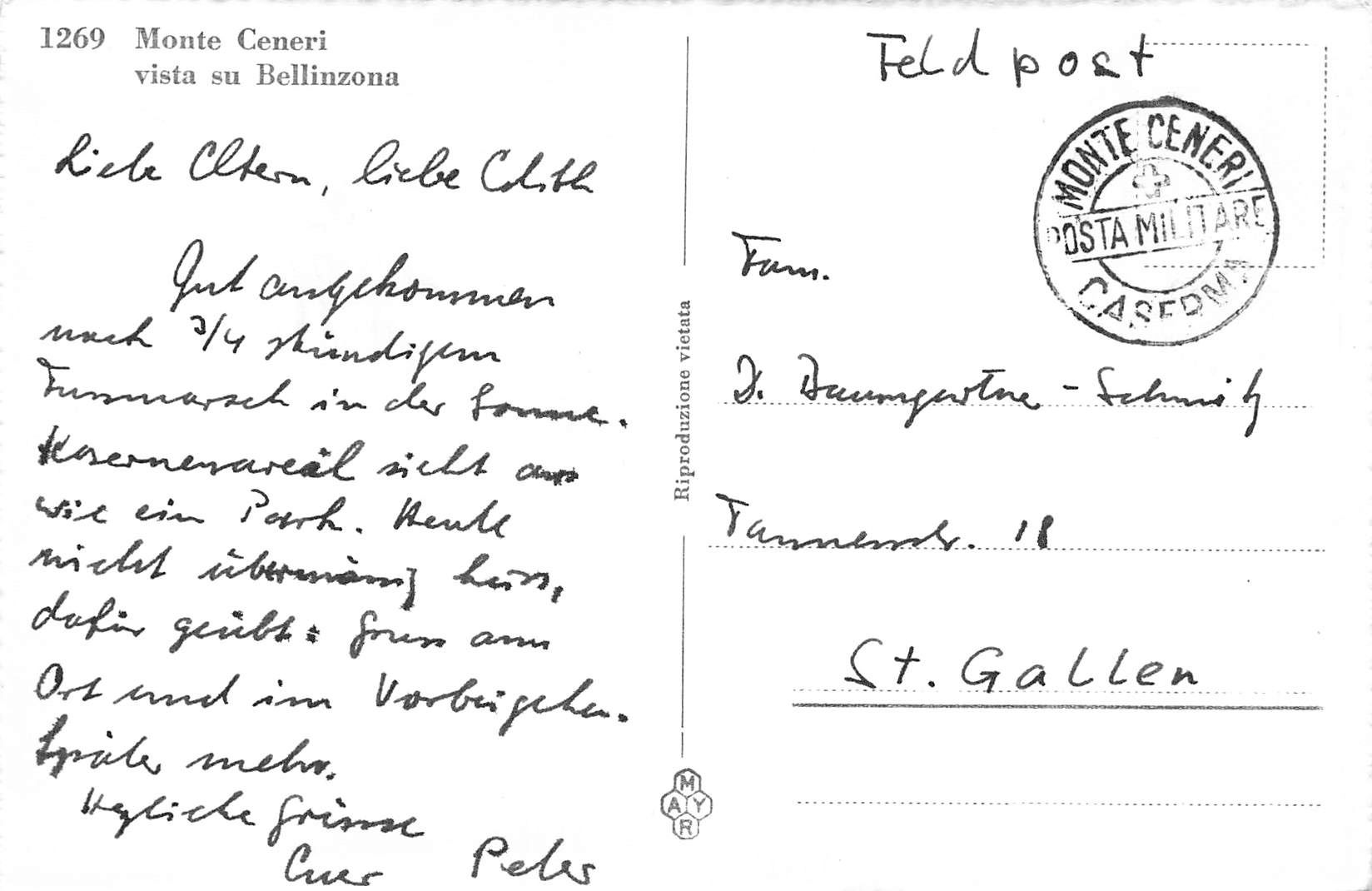 Cartoline postali: Monte ceneri feldpost – Usato da Biasca venduto da Blenio71 1