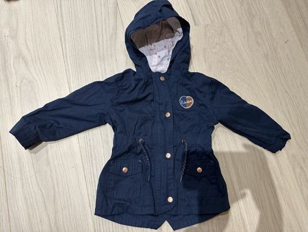 Veste fine trench été bleu marine 24 mois fille cœur Love