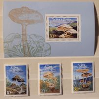 PILZE – SÃO TOMÉ E PRINCIPE – 3 BRIEFMARKEN 1 MINI BOGEN