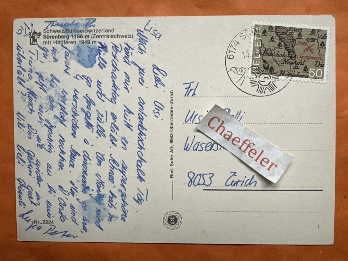 Cartoline postali: Sörenenberg mit Hagleren. Mit Skilift. – Usato da Zürich venduto da Chaeffeler 1