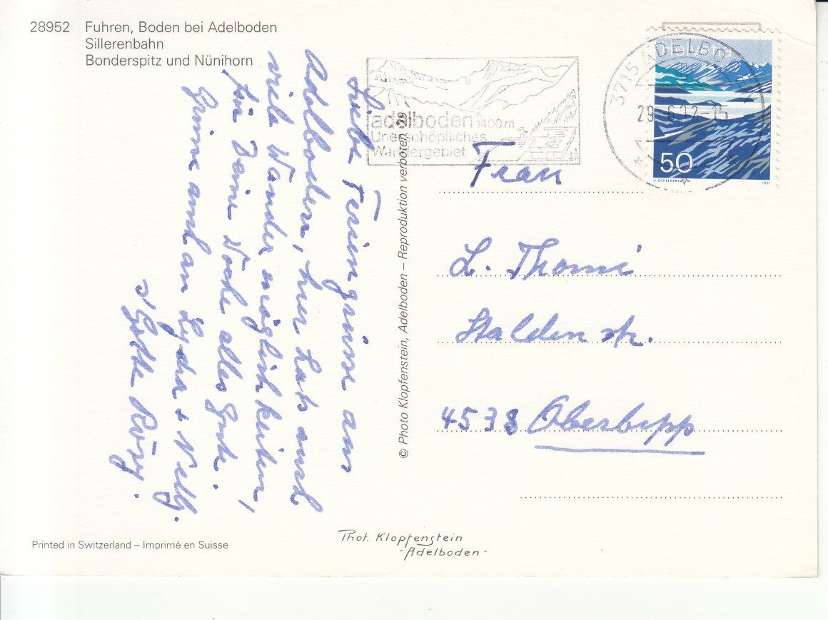 Cartoline postali: Sillerenbahn 1992 – Usato da Bürglen TG venduto da StampGraf 1
