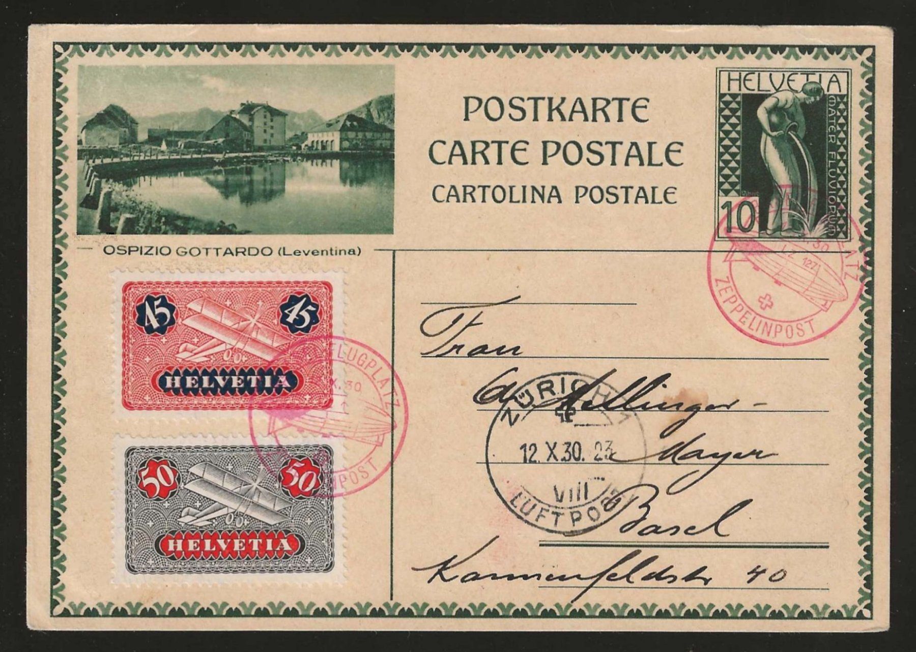 Tutti i francobolli: 1930 : Postkarte mit Zeppelinpost – Usato da Gümligen venduto da Geniusbuy