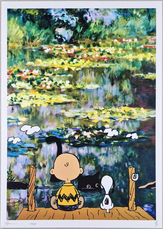 Death NYC Ltd Ed Pop Art Druck quot Monet Cat Charlie Snoopy (Neu