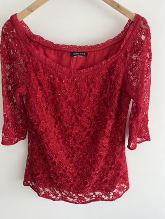 Rotes Spitzenoberteil, Grösse 40/42 - festlich & elegant