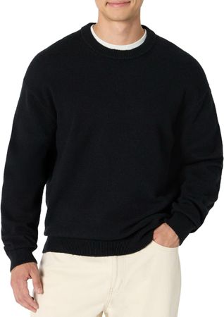 Herrenpullover Schwarz Relaxed Fit Baumwolle Stretch – Neu