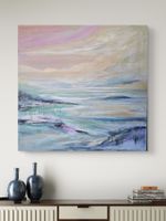 Gemälde auf Leinwand 100x100cm, beige und pink, Unikat!!!