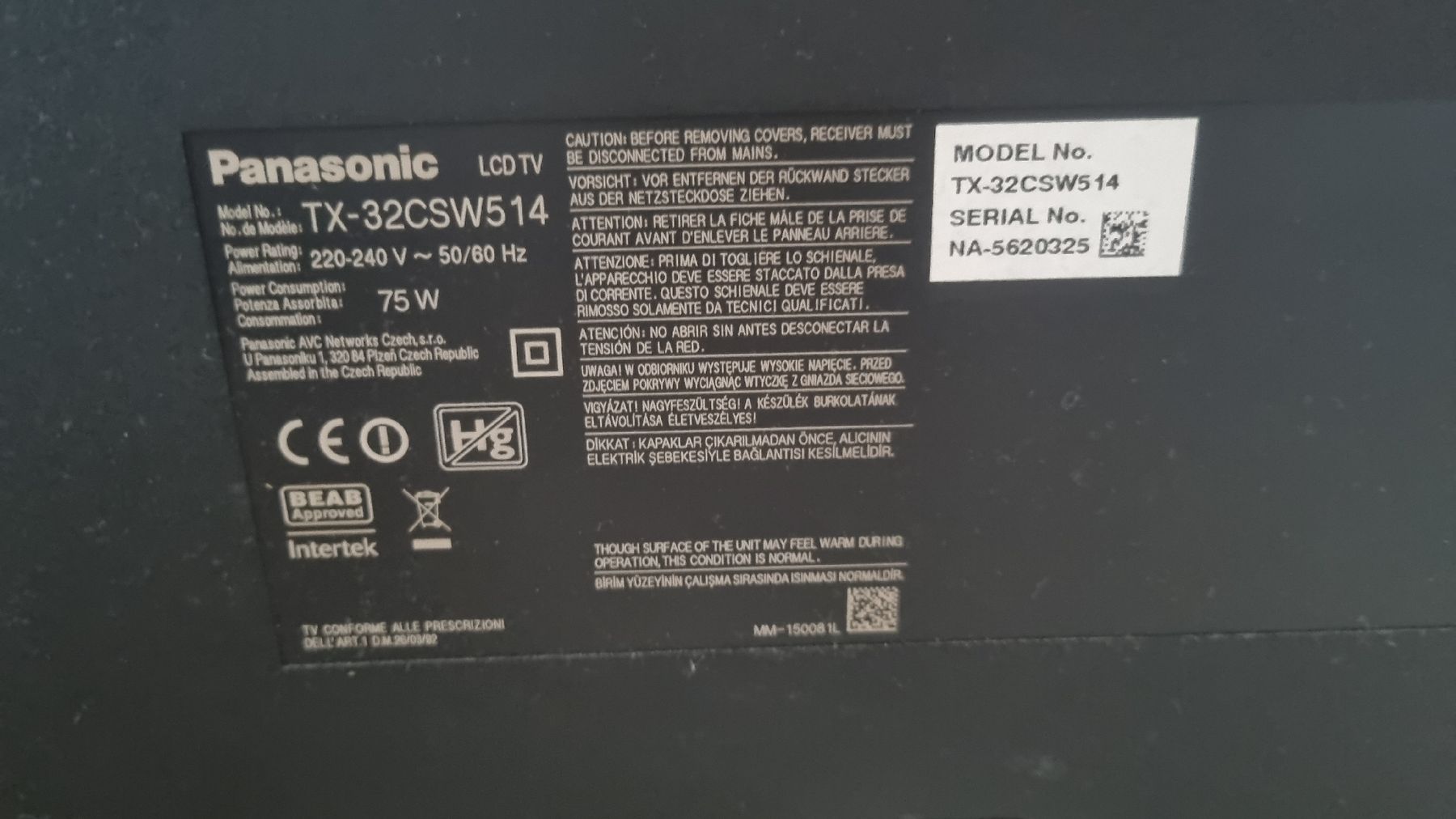 Panasonic Televisori: Téléviseur Panasonic 32" (Modèle TX-32CSW514) + télécommande – Usato da Travers venduto da Katerinaaa84