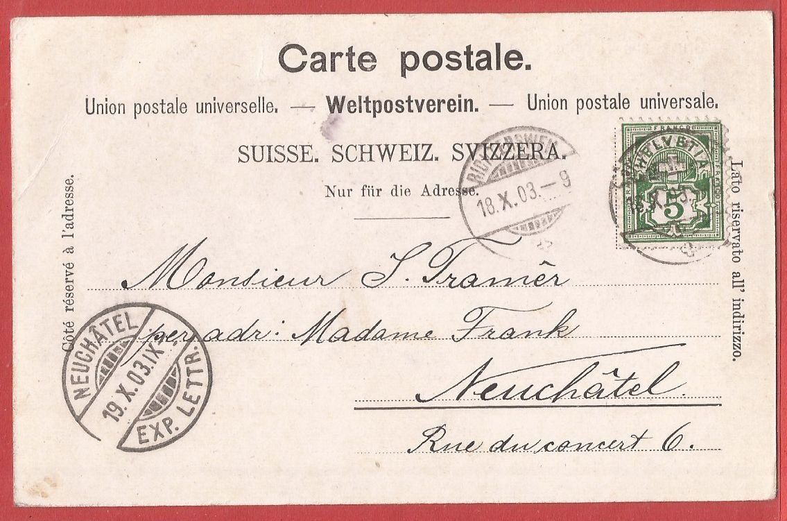 Ansichtskarten: Horgen - 1903 – Gebraucht aus Fislisbach von Porano 1