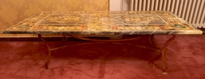 Tische: Table Florentine Scagliola (stuc de marbre) – Gebraucht aus Ponts-de-Martel von Henri-Louis 1