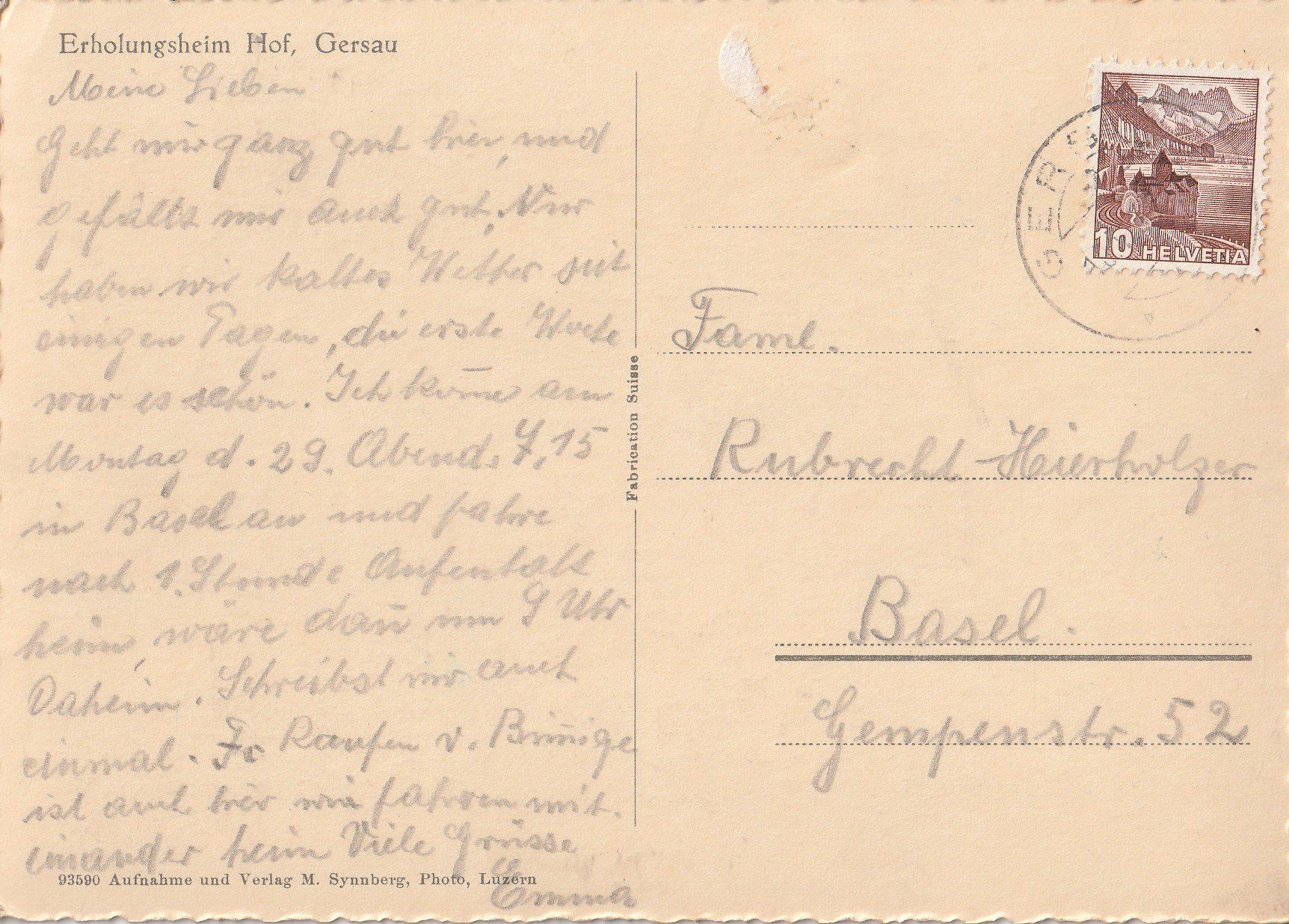 Cartoline postali: Erholungsheim Hof Gersau – Usato da Lumbrein venduto da made02 1