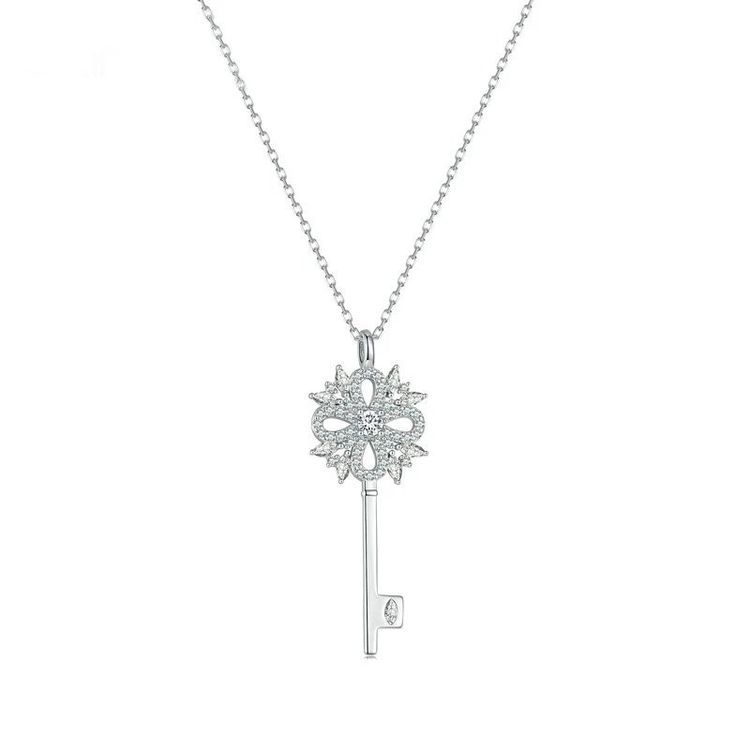 Quiges 925 Sterlingsilber Charm-Anhänger ‚Schlüssel‘ – Mit Karabiner-Verschluss, 40 Mm, Für Armbänder & Ketten