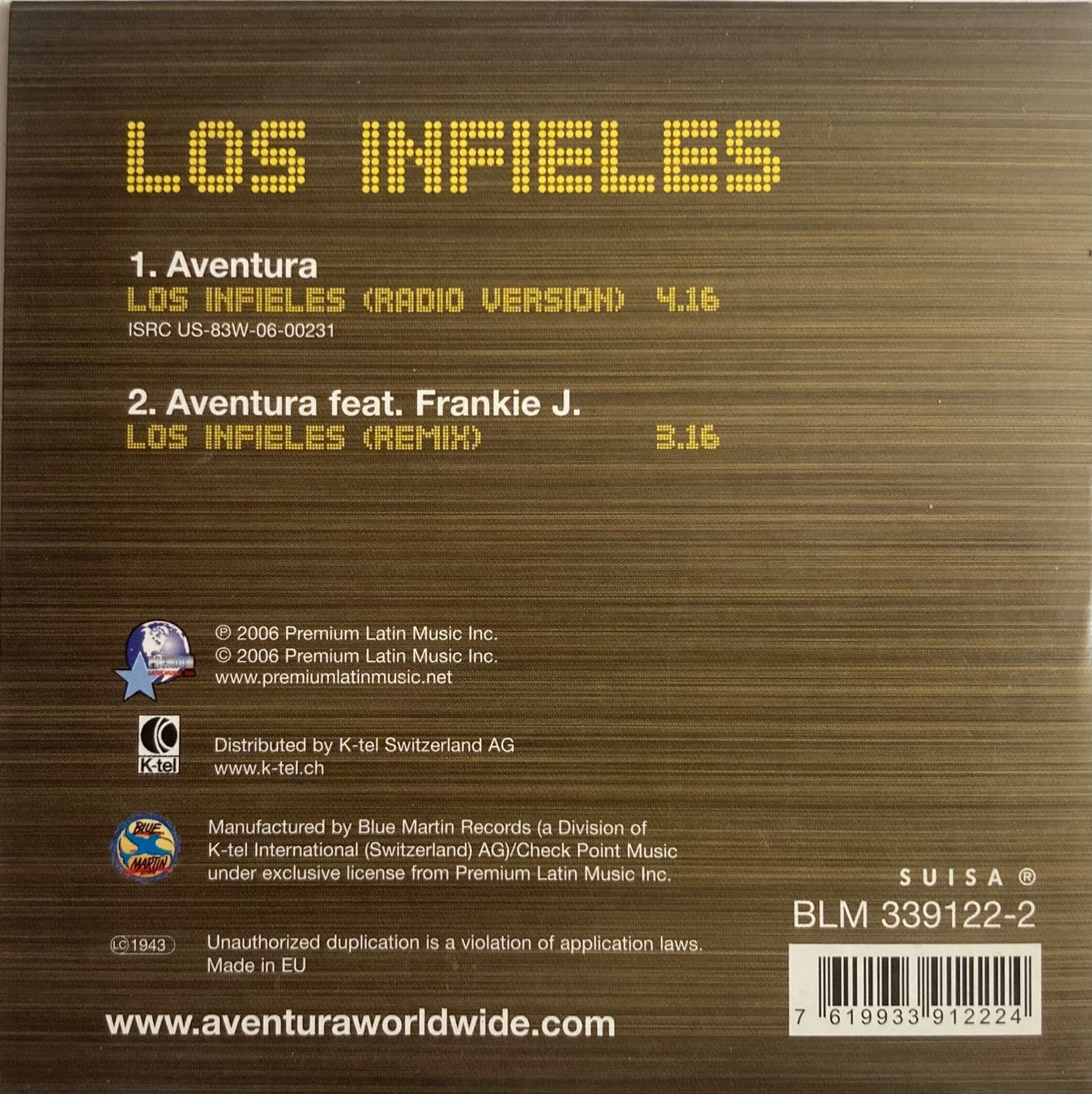 CD: AVENTURA - LOS INFIELES – Usato da Poliez-Pittet venduto da Newtown-Records 1