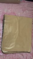 Cozy Beige Fleece Blanket with Decorative Stitching